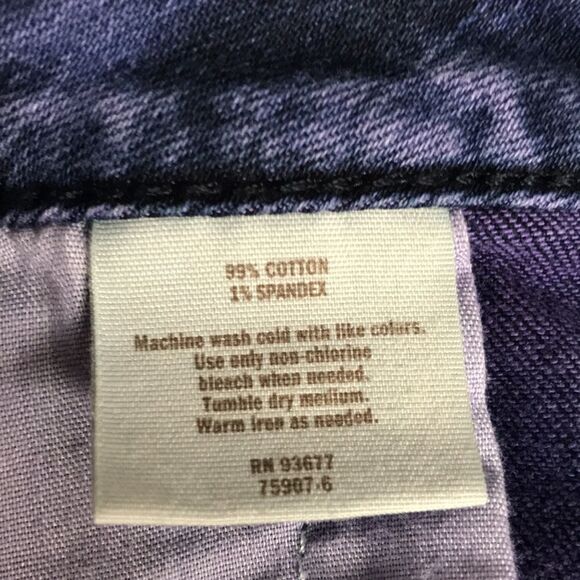 DECREE Black Purple Denim Jean SHORTS Juniors Womens Sz 5 Cut Off Frayed Raw Hem - Picture 5 of 7